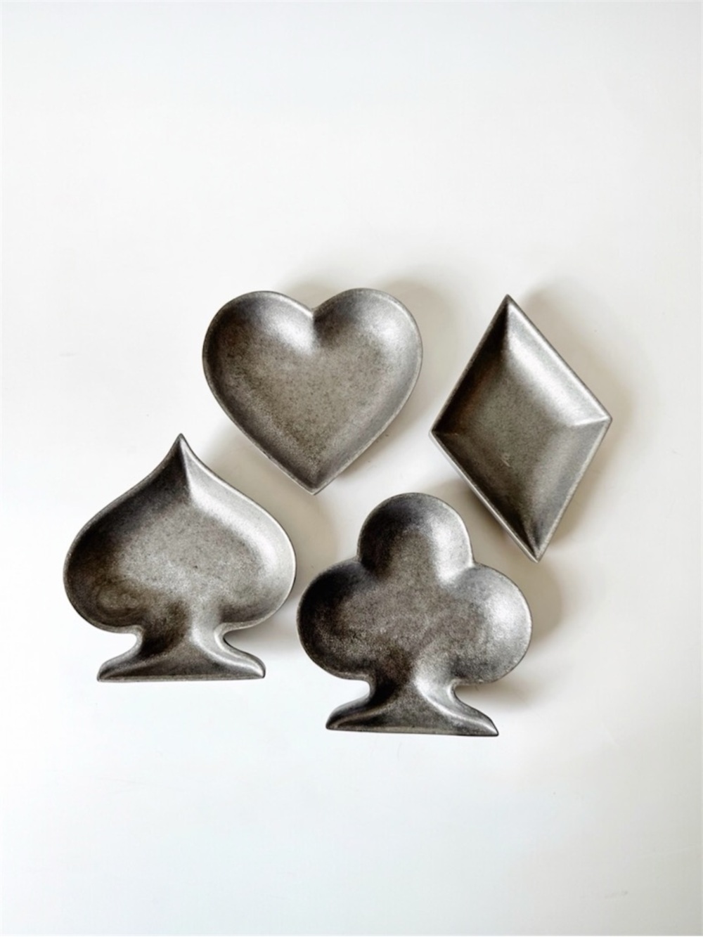Wilton Co. “Armetale” Set of 4 Card Suit Trays -Heart, Spade, Club & Diamond